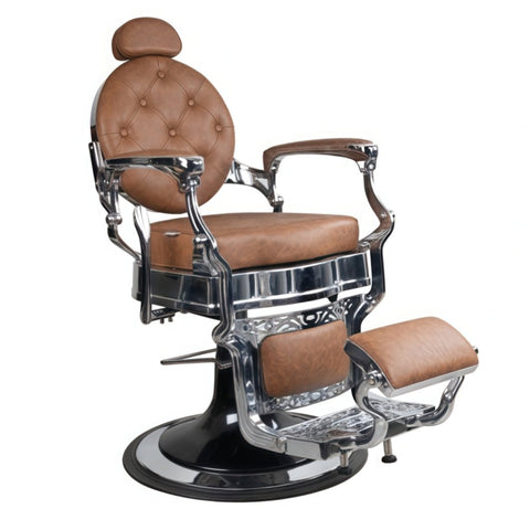 Greenlife ® Titan Antique Luxury High - Class Heavy - Duty Barber Chair with Black & Silver backrest Button Style - GreenLife - Barber Chair