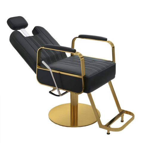 Grenlife Modern Reclining Styling chair/ Barber Reclining Chair Gold & White