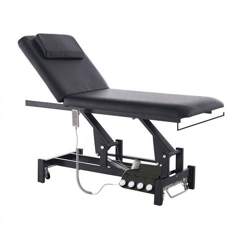 2 - Motor Electric Massage Table Built - in Foot Pedal with 4 Wheels & Paper Roll Holder - GreenLife - Electric massage table