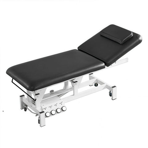 2 - Motor Electric Massage Table Built - in Foot Pedal with 4 Wheels & Paper Roll Holder - GreenLife - Electric massage table