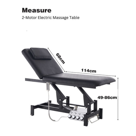 2 - Motor Electric Massage Table Built - in Foot Pedal with 4 Wheels & Paper Roll Holder - GreenLife - Electric massage table