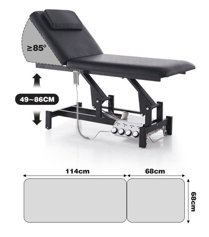 2 - Motor Electric Massage Table Built - in Foot Pedal with 4 Wheels & Paper Roll Holder - GreenLife - Electric massage table