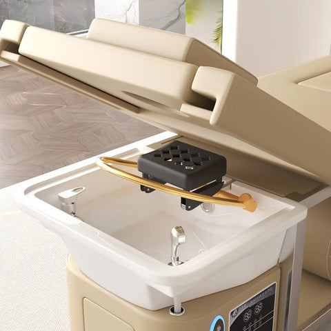 SalonLand High - grade Thai Head SPA Shampoo Bed with Ceramic Basin & Power lift backrest & foot bath - GreenLife - Shampoo Unit