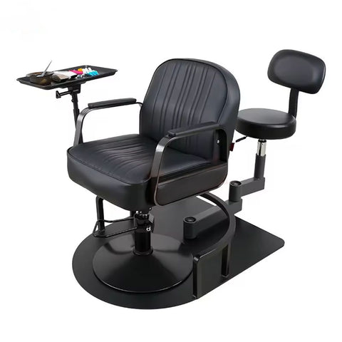 Barber Chair Modern Retro Swivel Salon Chair Frame With Folding Tray - GreenLife - Barber chair