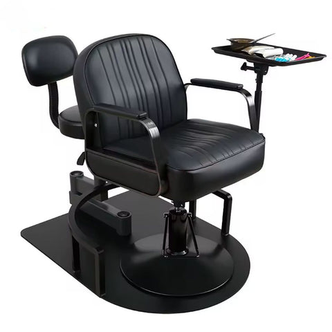 Barber Chair Modern Retro Swivel Salon Chair Frame With Folding Tray - GreenLife - Barber chair