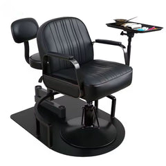 Barber Chair Modern Retro Swivel Salon Chair Frame With Folding Tray - GreenLife - Barber chair