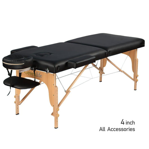2-Section 4" Wooden Super Stable Portable Massage Table - MTW121 - GreenLife-101111