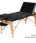 3-Section 4" Wooden Super Stable Portable Massage Table - MTW131 - GreenLife-Portable Massage Table