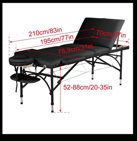 3-Section 4" Aluminum Super Stable Portable Massage Table - MTA131 - GreenLife-101621