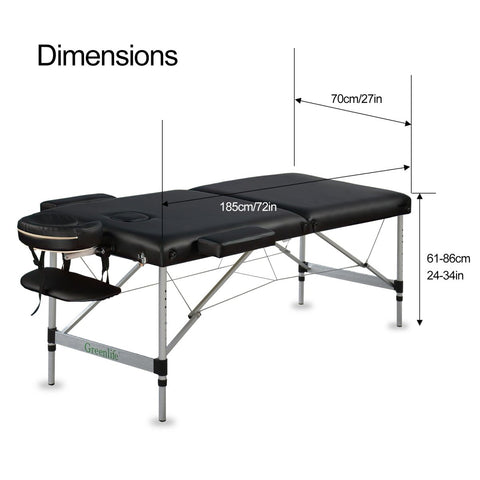 2-Section 5" Aluminum Super Stable Portable Massage Table - MTA122 - GreenLife-101631
