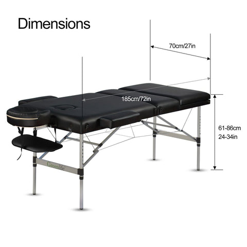 3-Section 5" Aluminum Super Stable Portable Massage Table - MTA132 - GreenLife-101641