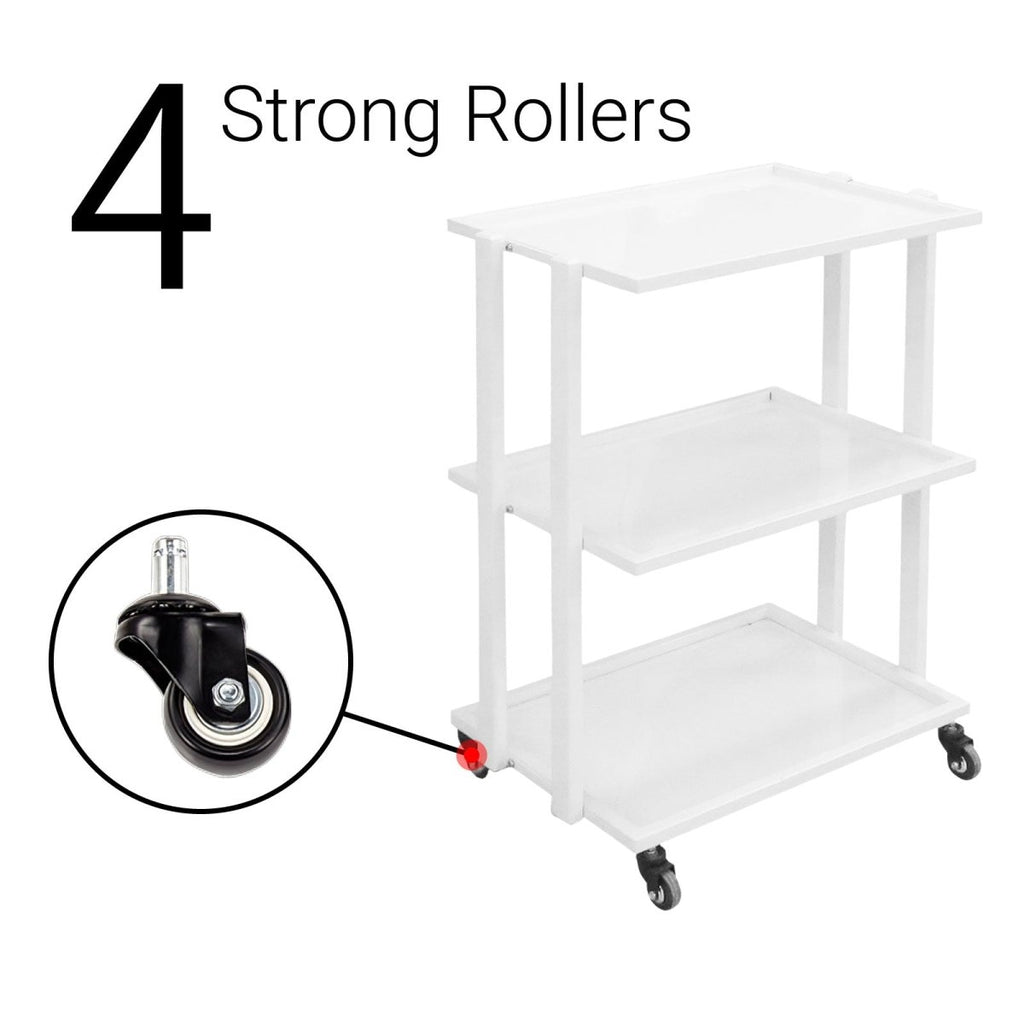 Multi-Function White Metal Trolley with Glass Surfaces - GreenLife-Trolley