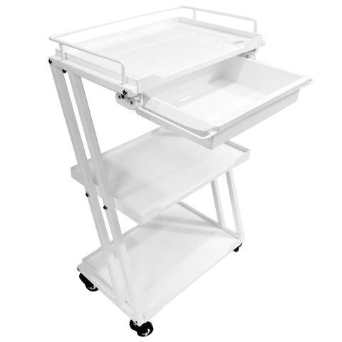 Multi-Function White Metal Trolley with Drawer - GreenLife-Trolley