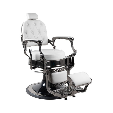 Luxury Vintage Barber Chair FR-58038HC (White+Silver) - GreenLife-Barber chair