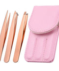 3pc Tweezers Set(Rose Gold with Leather Bag) - GreenLife-201387