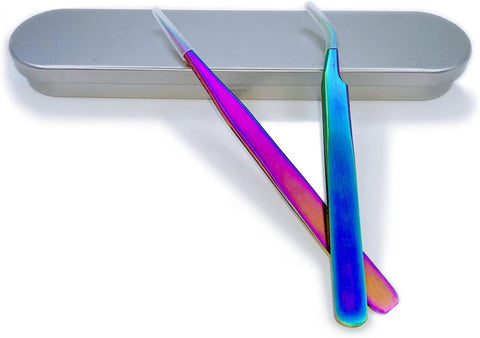 2PC Eyelash Tweezers kit (Rainbow Color) - GreenLife-201395