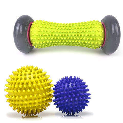 Massage Ball Set of 3 - 1 Roller & 2 Spiky Balls - GreenLife-Massage Supplies