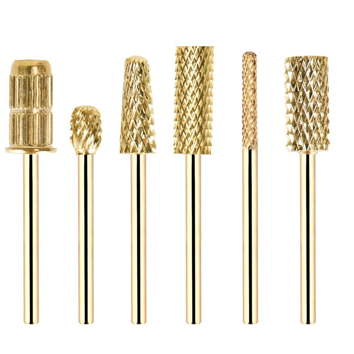 6 Pcs Nail Drill Bits kit Gold Carbide w/ 6 Rings files - GreenLife-Manicure Supplies