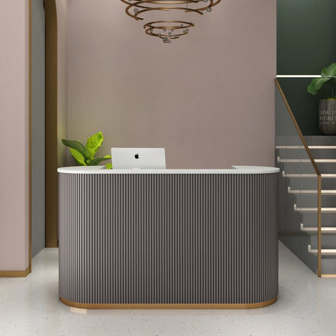 Arc-shaped Front Desk for Beauty Municure Salons - GreenLife-