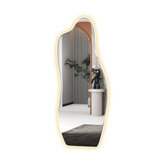 Single-Sided Irregular Shape Wall-Mounted Salon Mirror with LED Lights for Hair Salon - GreenLife-
