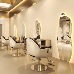 Single-Sided Irregular Shape Wall-Mounted Salon Mirror with LED Lights for Hair Salon - GreenLife-